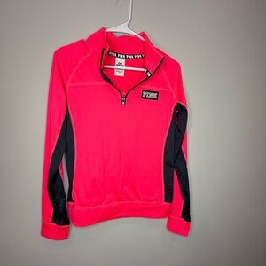 Pink Victoria Secret Ultimate Athletic Top Pullover 1/4 Zip S Hot Pink